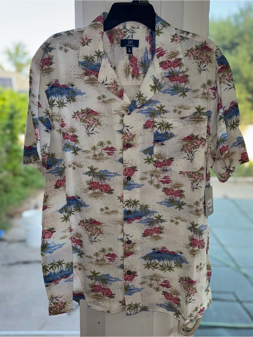 Men's XL Linen Blend Tropical Hawaiian Camp Shirt Beach Vacation Resort NWT - Picture 6 of 16